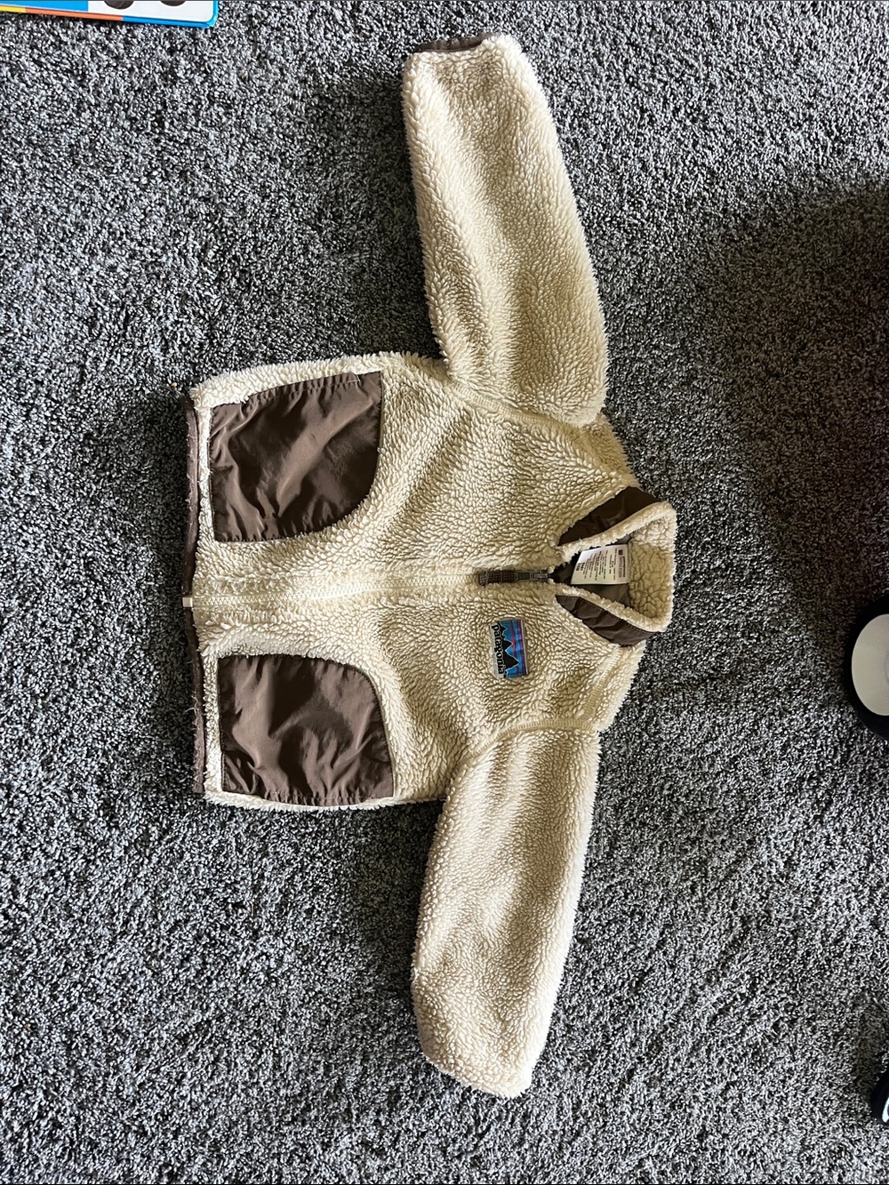 Patagonia Baby Sherpa Fleece Jacket with Brown Pocket Accents 24 mo